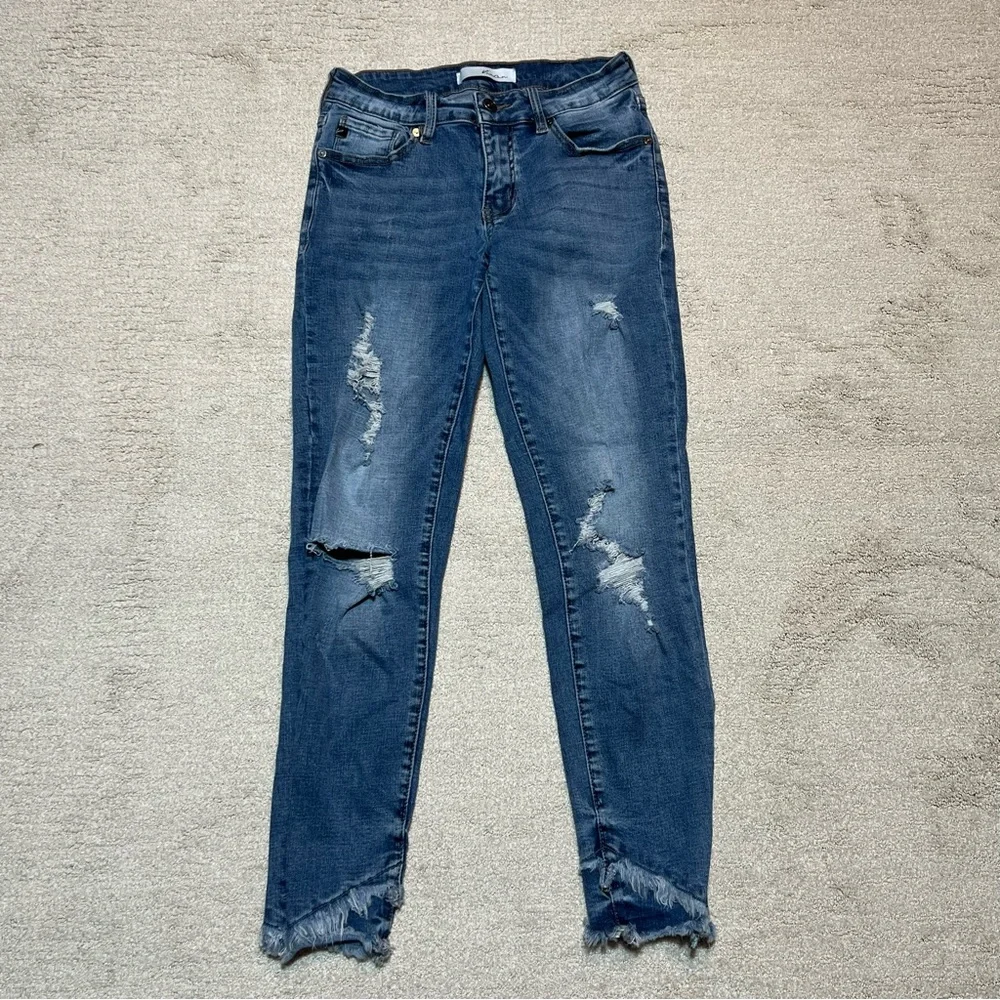 KANCAN Mid Rise Ankle Skinny Distressed KC6204M raw hem Jeans Women’s Sz.5/26 - Picture 1 of 7